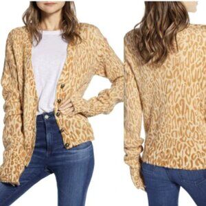 Rebecca Minkoff Women's Kerry Leopard Print Cardigan Wool Blend M Medium